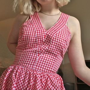 CLEARANCE vintage red gingham mini sun dress